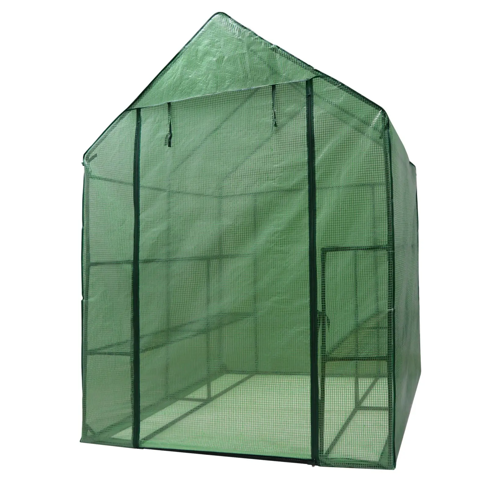 Portable Walk-In Greenhouse with Roll-Up Zipper Door PE Cover Greenhouses for Garden, Backyard - Three Sizes