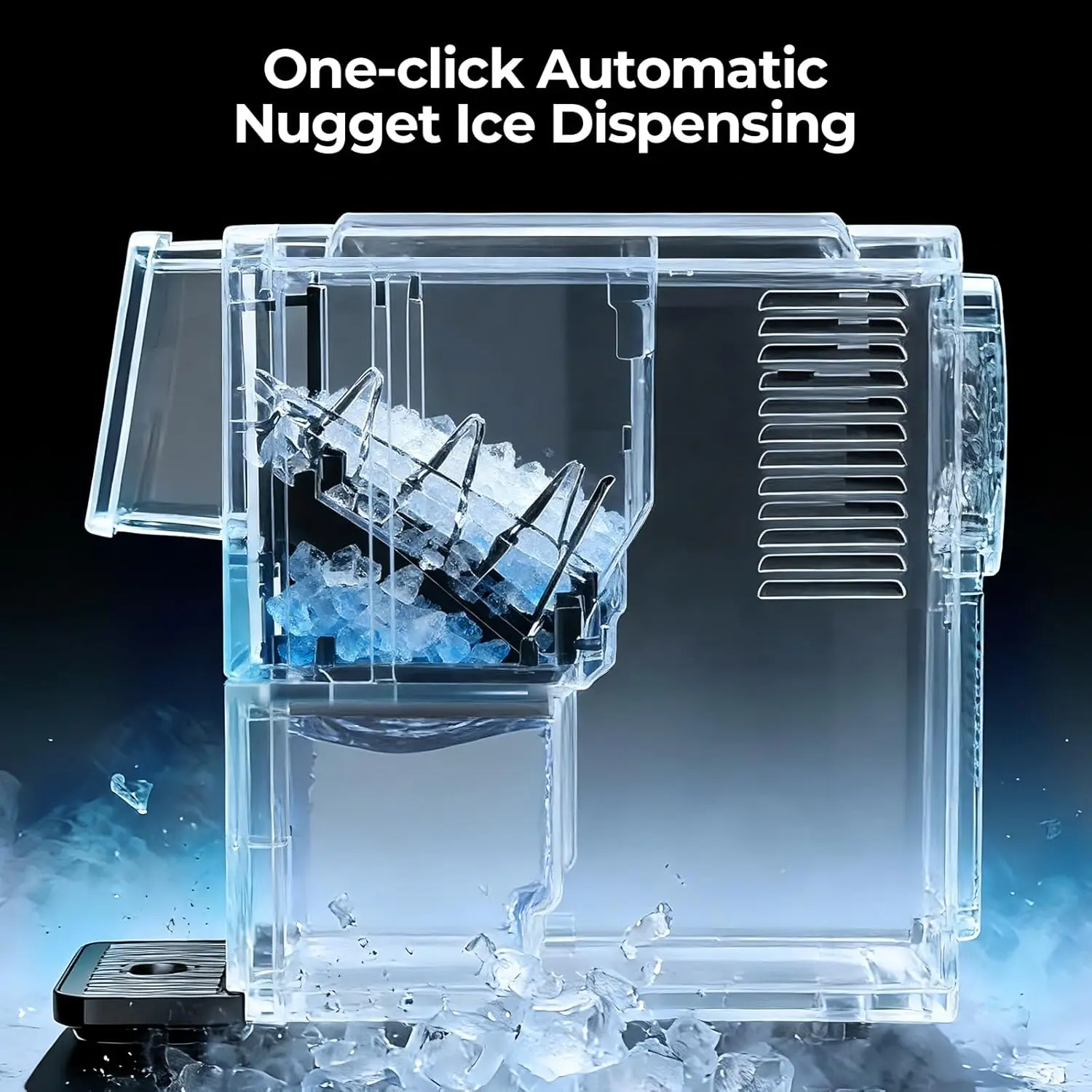 Countertop Nugget Ice Maker 24lbs/Day Self-Cleaning Sonic Ice Maker 1.8L Water Tank Touch Screen Auto Ice Drop for Home Office Kitchen