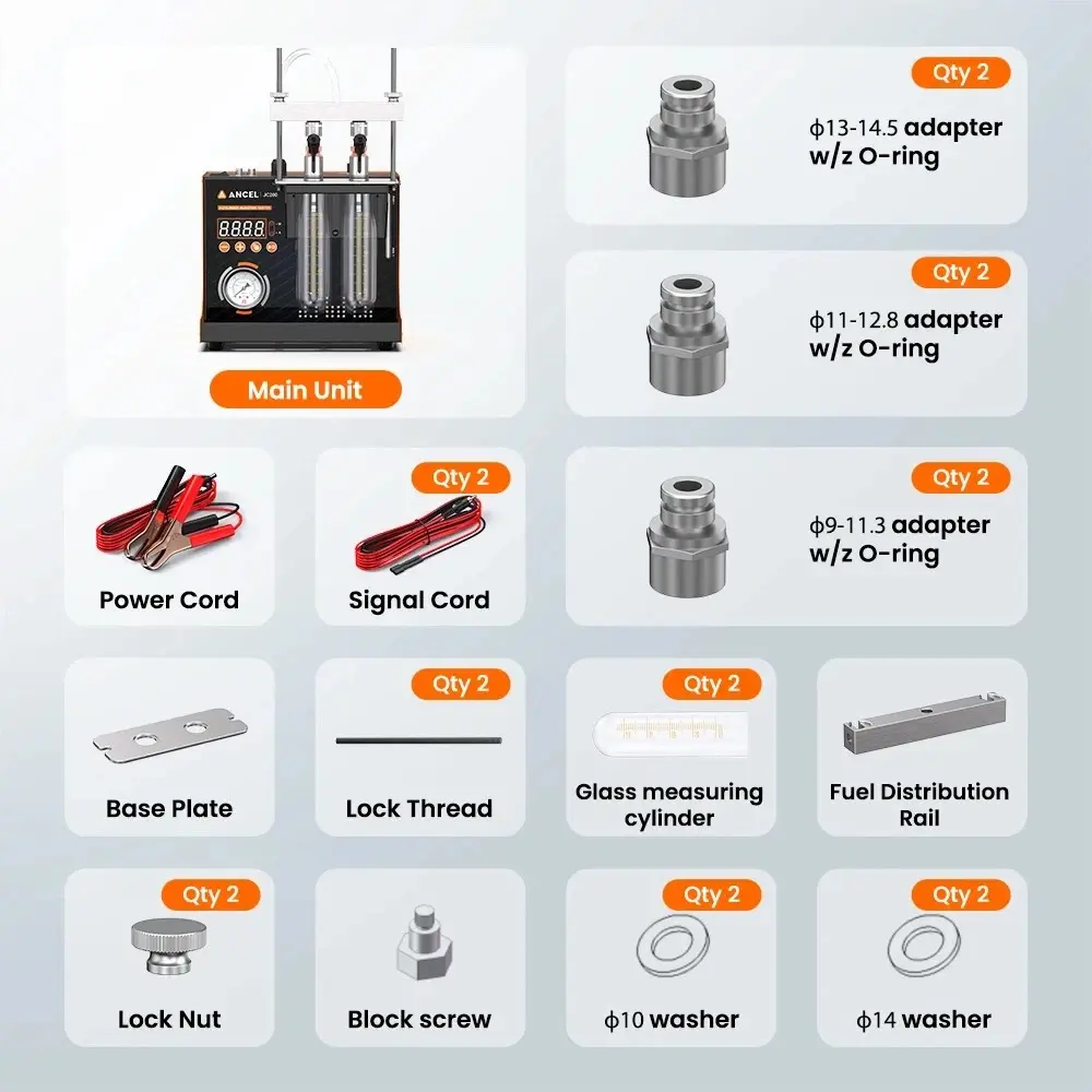 2-Cylinder Fuel Injector Tester & Flow Cleaner Removes Light Surface Deposits During Testing