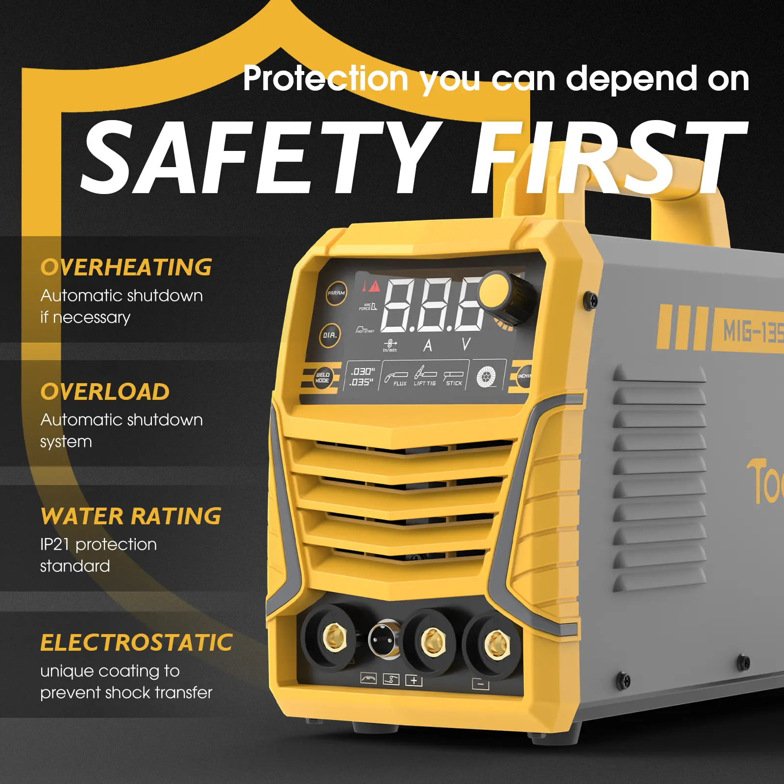 Flux Core Welder - 135A 110V 3-in-1 Gasless MIG/Lift TIG/MMA Welding Machine, Inverter Wire Feed Welder for Home DIY, Includes Gloves & E71T-GS Wire