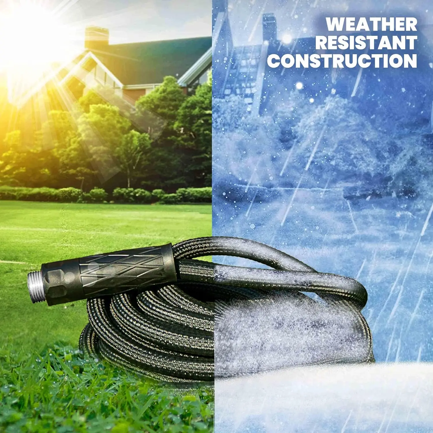 Heavy Duty 3-Layer Garden Hose with Spray Nozzle - 500 PSI High Pressure Stainless Steel Flexible Water Hose, Kink Resistant for Yard & Car Washing