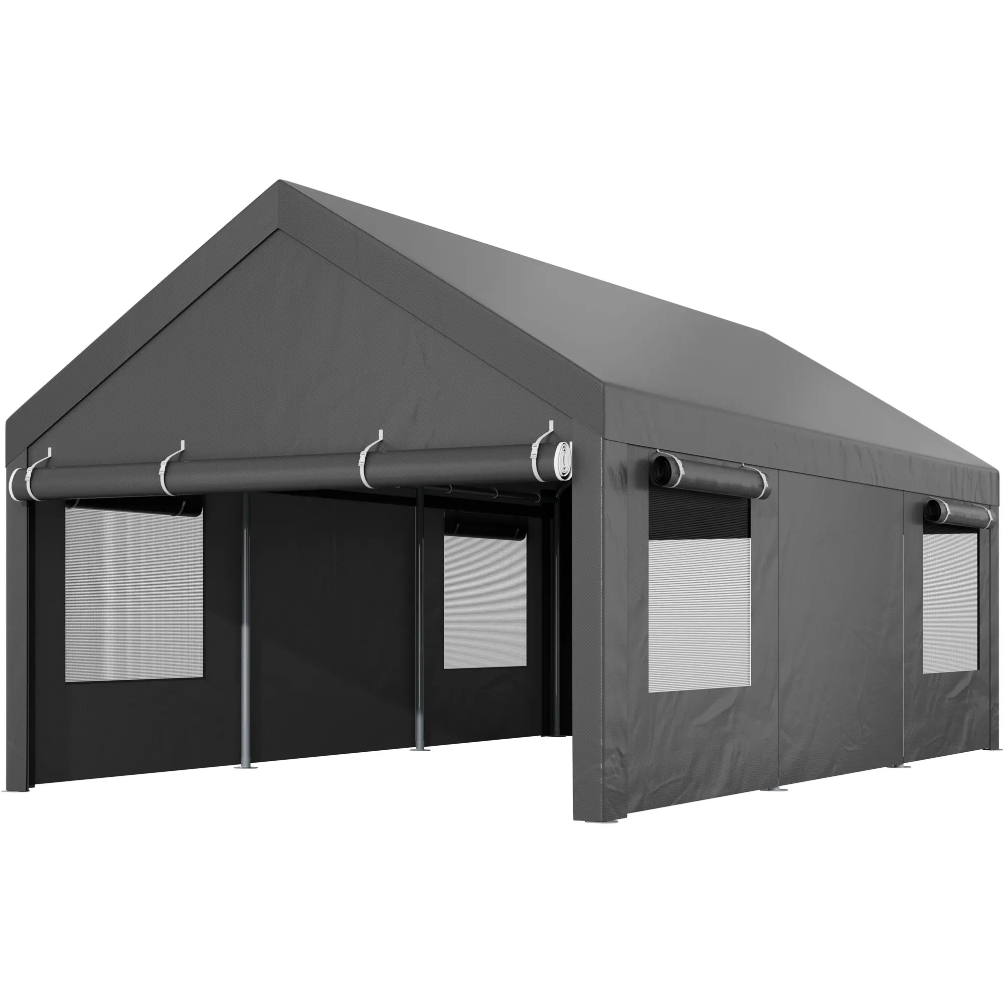 Carport 12x20ft Outdoor Car Canopy Portable Garage, Heavy Duty Shed Tent Port with Roll-up Ventilated Windows & Removable Sidewalls Shelter Storage Vehicle Party Moisture Prevention for Camp, Farm, Tool