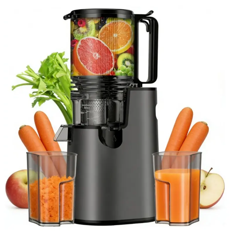 350W Cold Press Juicer - Slow Masticating, 5.4 Inch Feed Chute, High Juice Yield, Easy Clean, 55rpm Technology for Whole Fruits & Veggies,Summer Glow