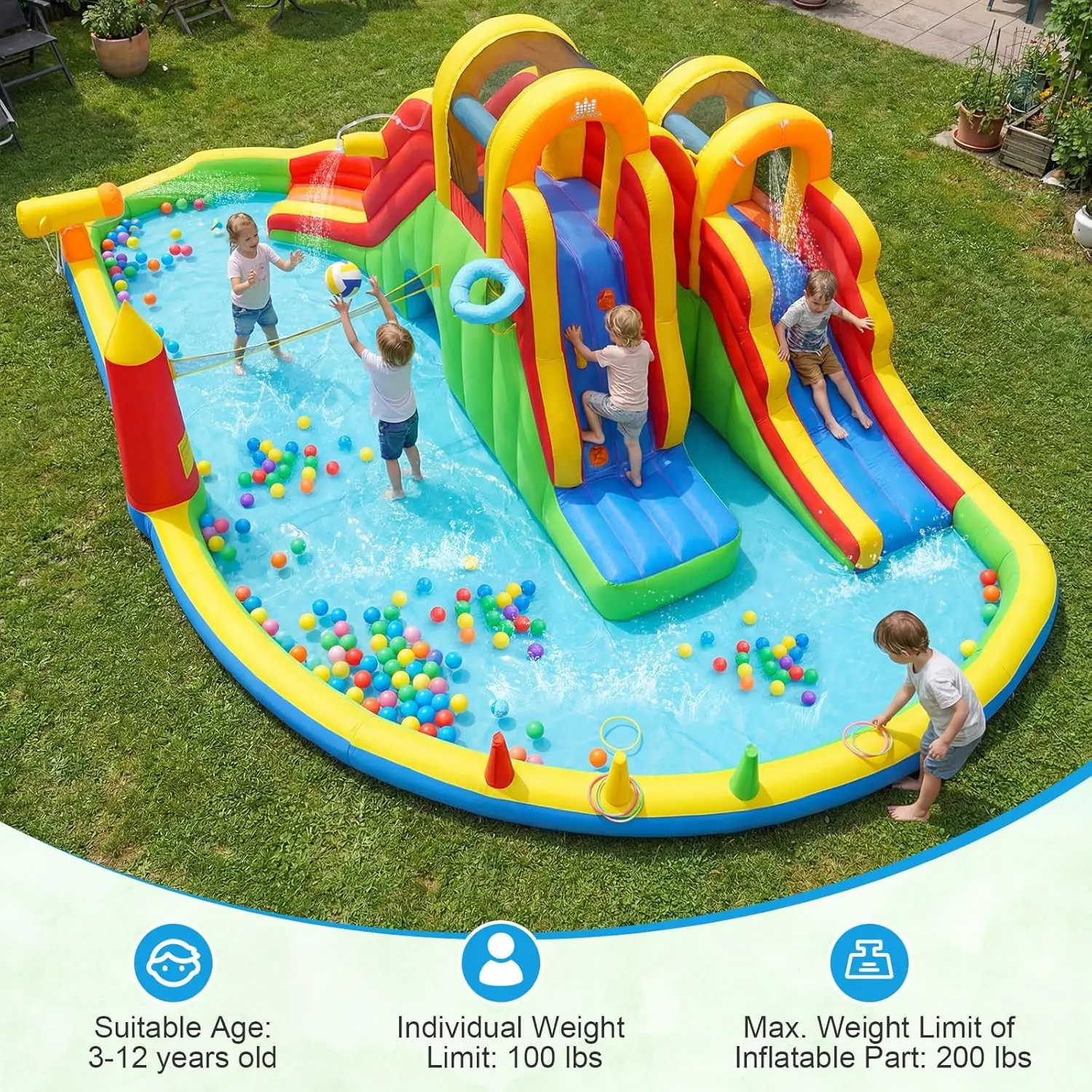 2-Tier Kids Water Table – 100PCS DIY Waterways Playset with Pump for Backyard, Beach & Poolside Summer Fun