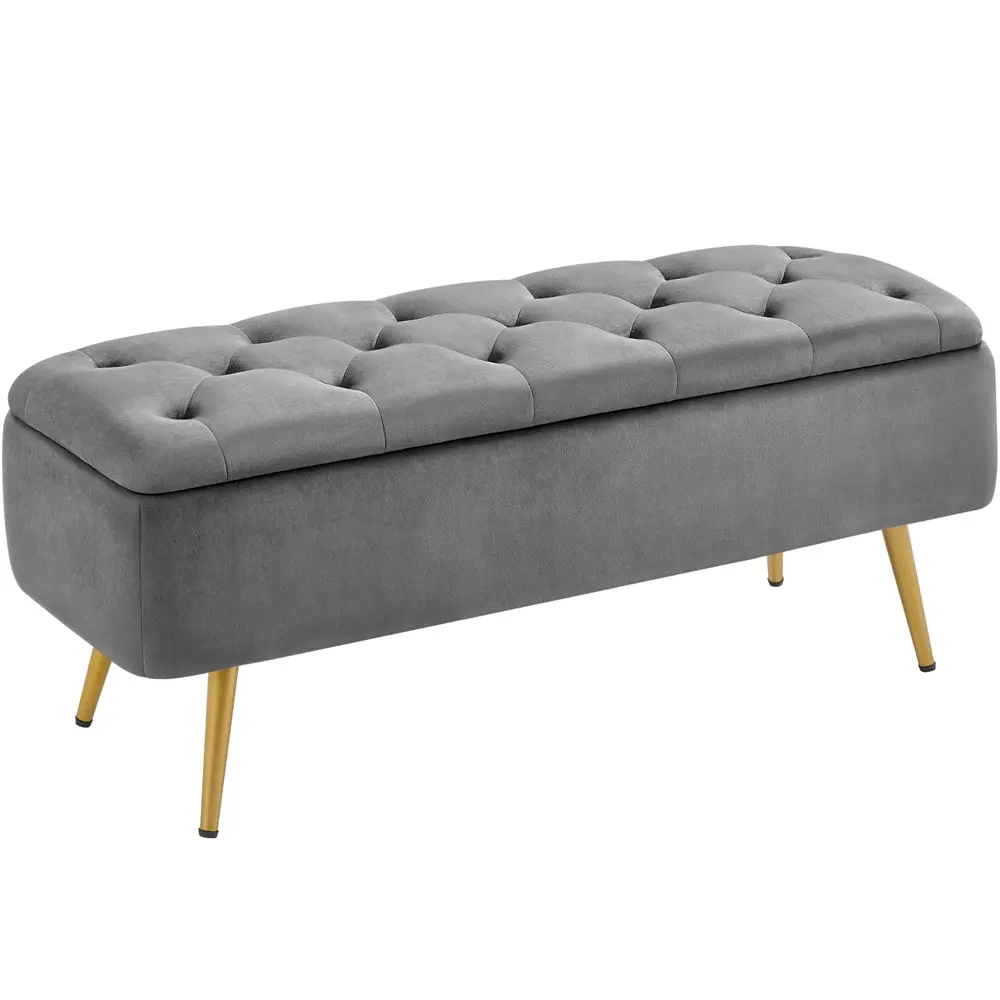 Storage Ottoman Bench – Upholstered Button-Tufted Footstool with Hidden Storage for Bedroom & Living Room