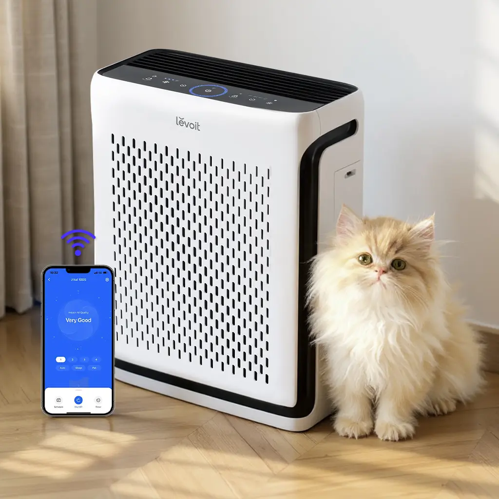 Pet Air Purifier for Large Rooms – True HEPA Filtration, Smart WiFi Control & Powerful Odor and Allergy Removal up to 1110 ft²