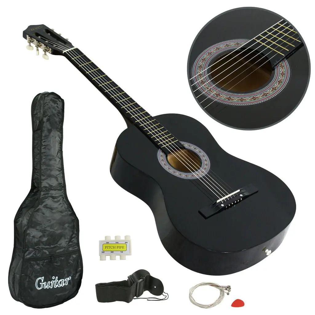 38" Acoustic Guitar for Beginners - Full Set with Case, Strap, Tuner, Guitar Picks and Travel-Friendly Design, Acoustic Guitar Full Set