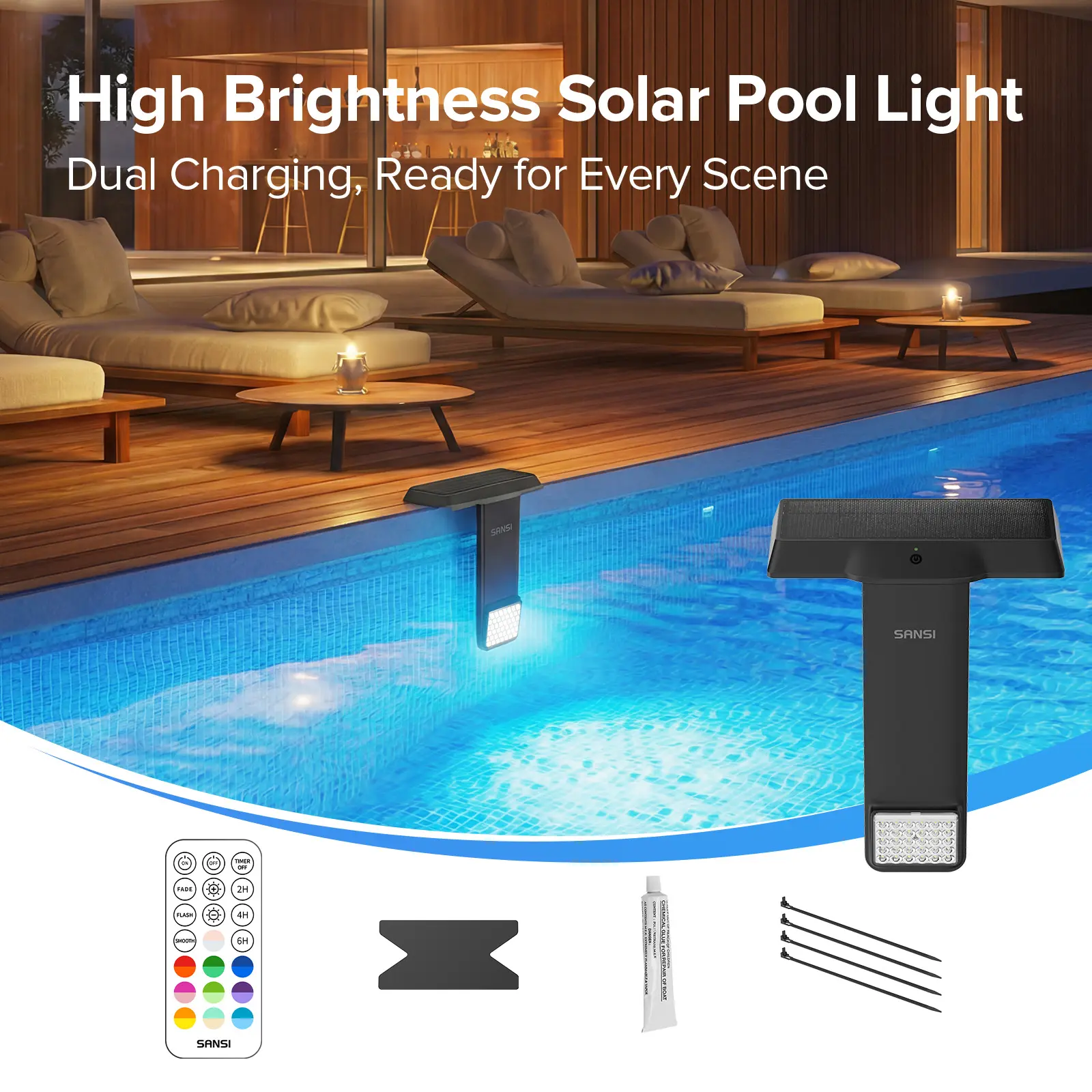Solar Poolside RGB Light with Remote