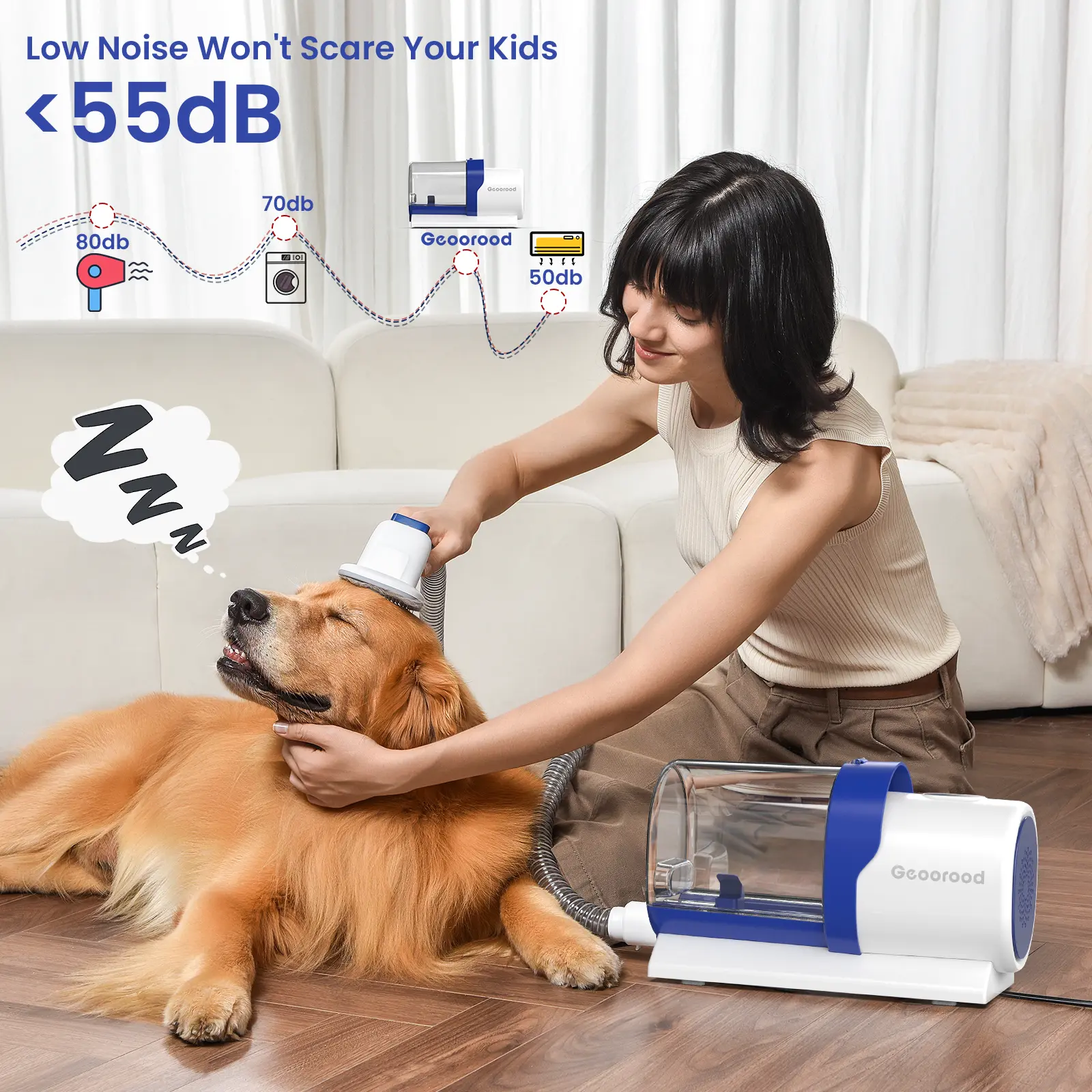 Dog Grooming All-in-One Kit with Vacuum Brush 2.5L Large Pog, Stainless Steel Blades Lightweight Design 13KPa Suction Force Portable Cleaning Set #Summervibes #petlovers