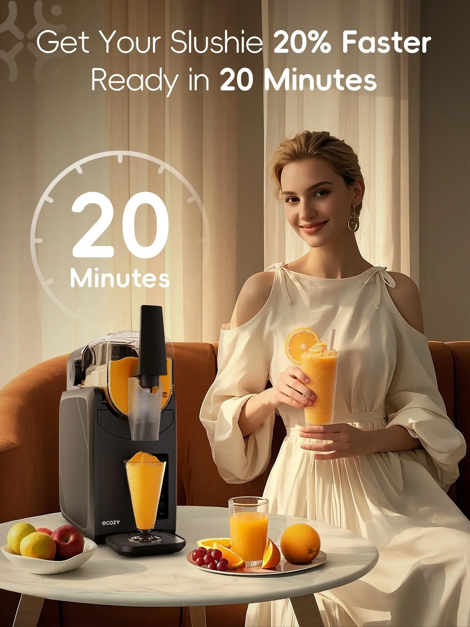 Slushie Machine Frozen Drink Maker No Ice Needed 68 oz Slushy Machine Ice Crusher Small Kitchen Gadget Self-Cleaning Function 5 Versatile Presets for Father's Day Gift