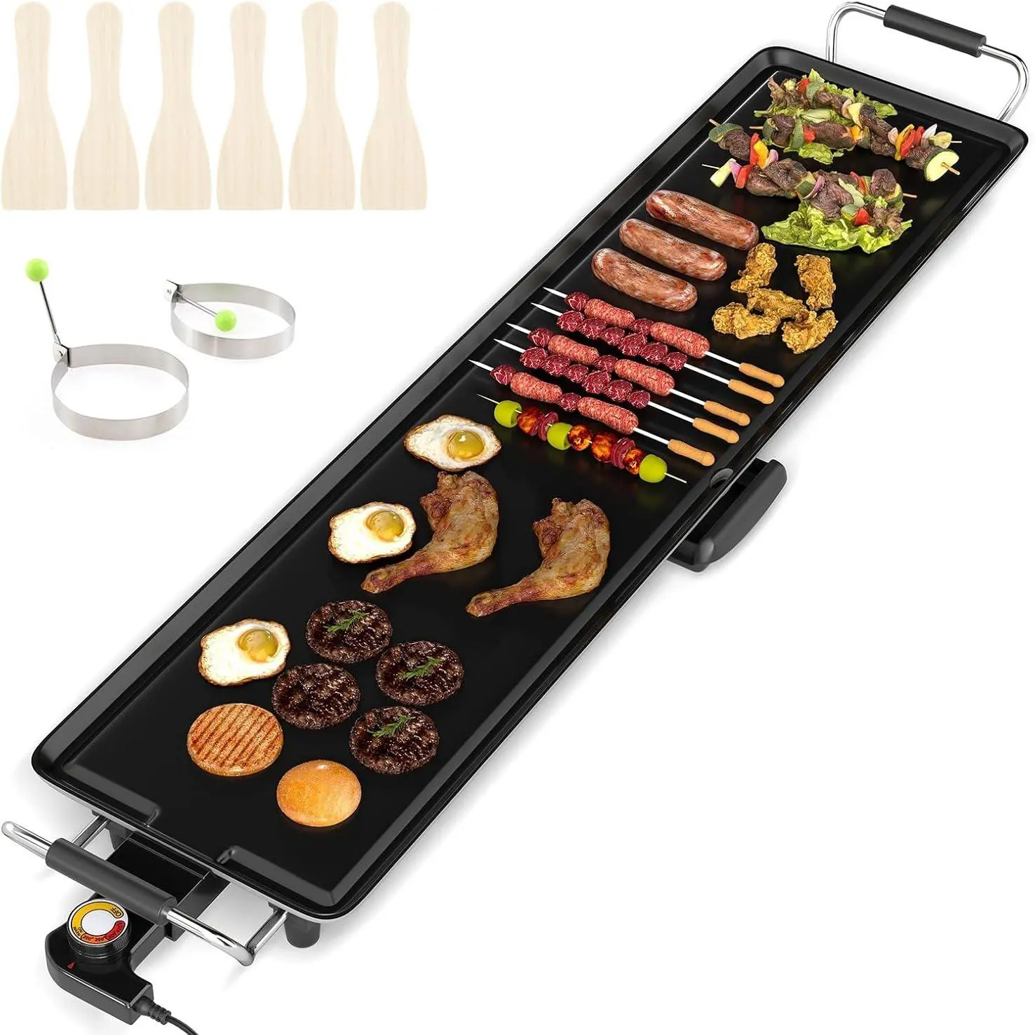 Electric Smokeless Griddle Grill – Adjustable Temperature, Nonstick Cooking Surface for Indoor & Outdoor BBQ Parties