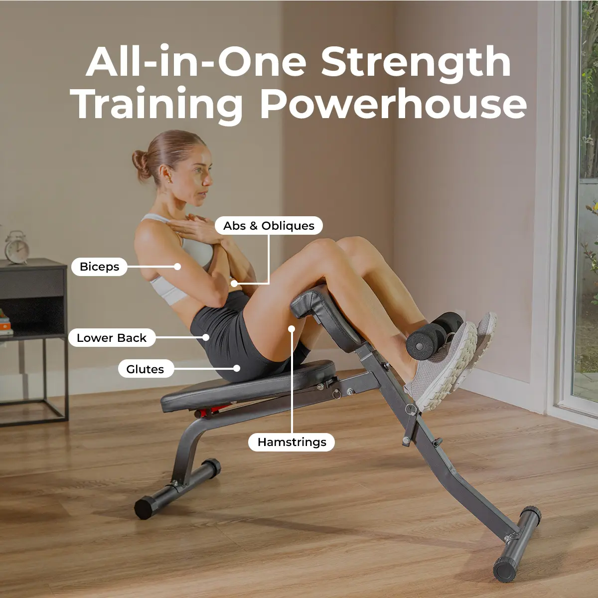 Adjustable Roman Chair Hyperextension Bench – Foldable Back, Core & Glute Training Equipment for Home Gym Workouts
