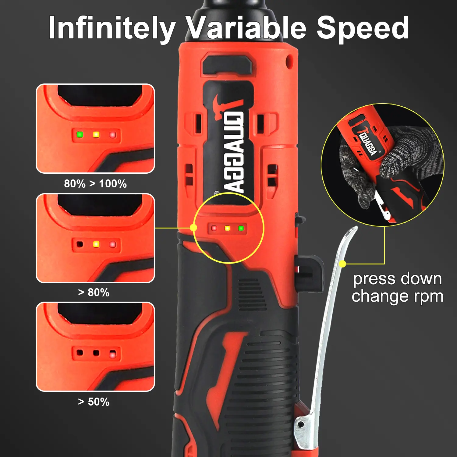 18V Extended Cordless Electric Ratchet Wrench Set, extended neck, variable speed, 18V, 3/8 "18V Cordless Electric Ratchet Wrench Set, Automotive Repair Tools