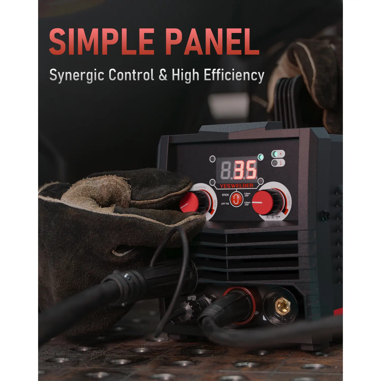 135A 110V Gasless MIG Welder | 3-in-1 Flux Core/Lift TIG/Stick Inverter Welding Machine with Synergic Control