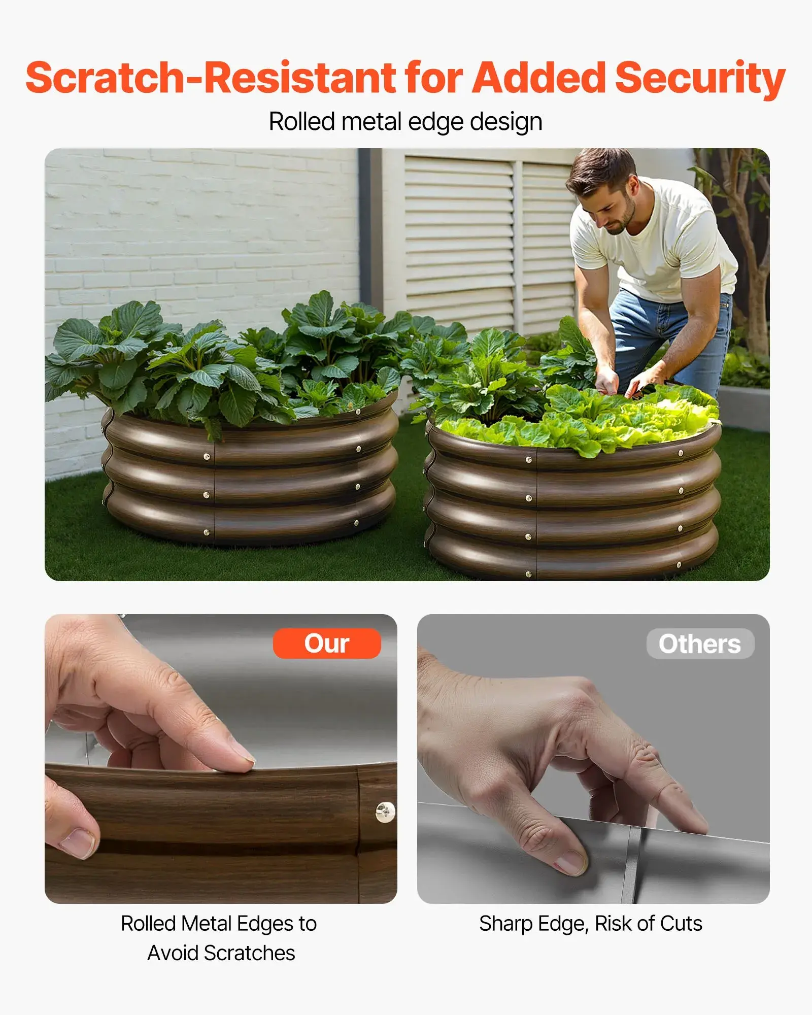 3PCS Raised Garden Beds 2x2x1 ft Outdoor Galvanized Metal Planter Boxes with Open BottomWood Grain Design
