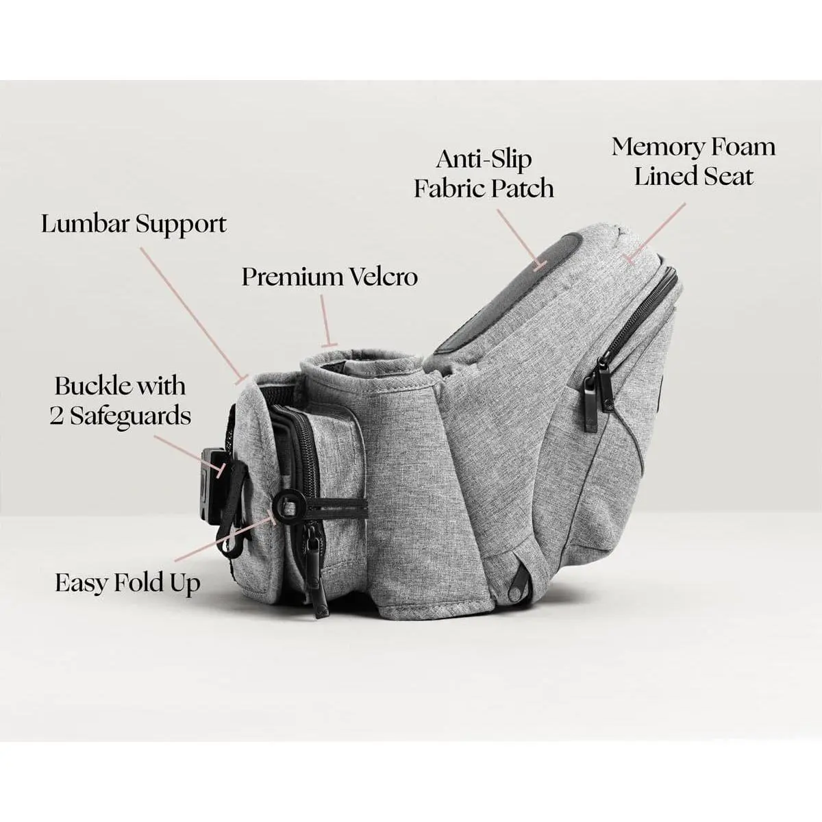 Ergonomic Hip Seat Carrier for Babies and Toddlers 0-3yrs, Safety Approved, Structured Support, Convenient Pockets, Feeding Aid, Durable YKK Zippers, Foam-Free Build