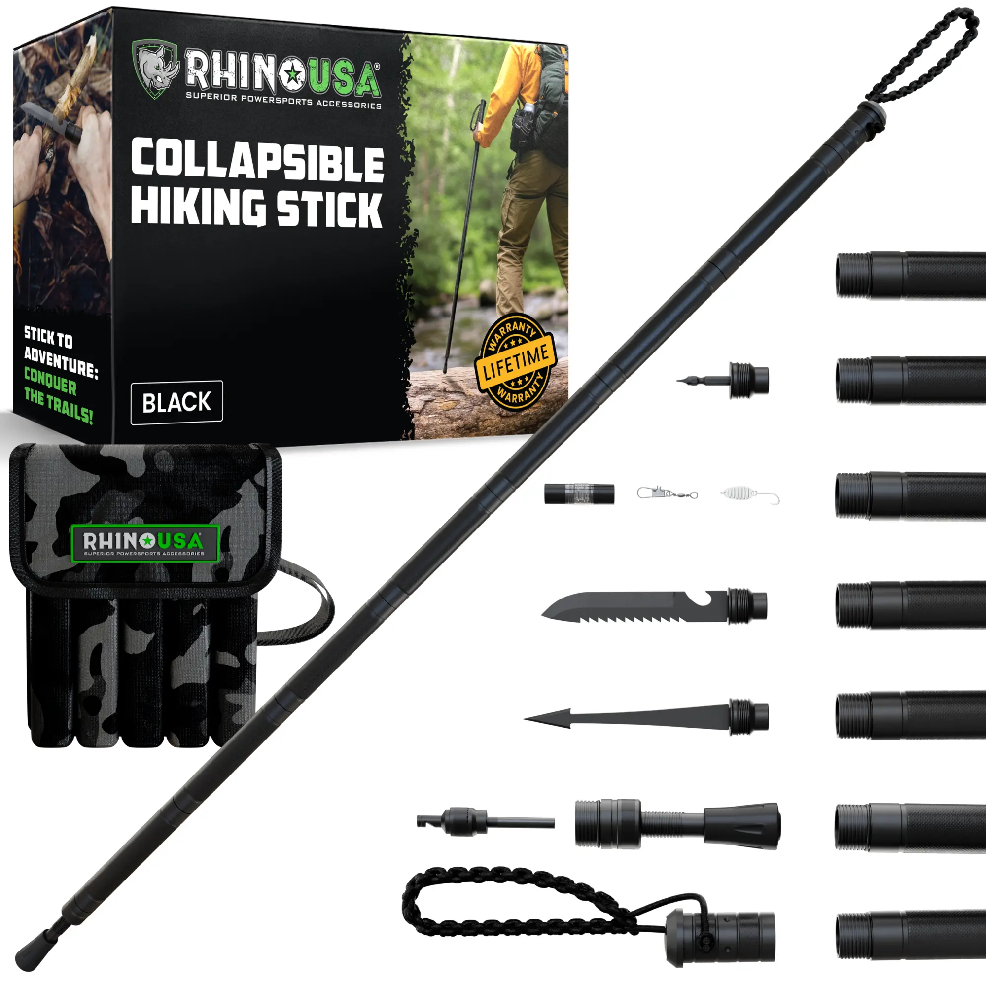 Hiking Stick – Essential Camping Gear for Hiking & Trekking – Durable Walking Stick for Outdoor Adventures, Travel Accessories