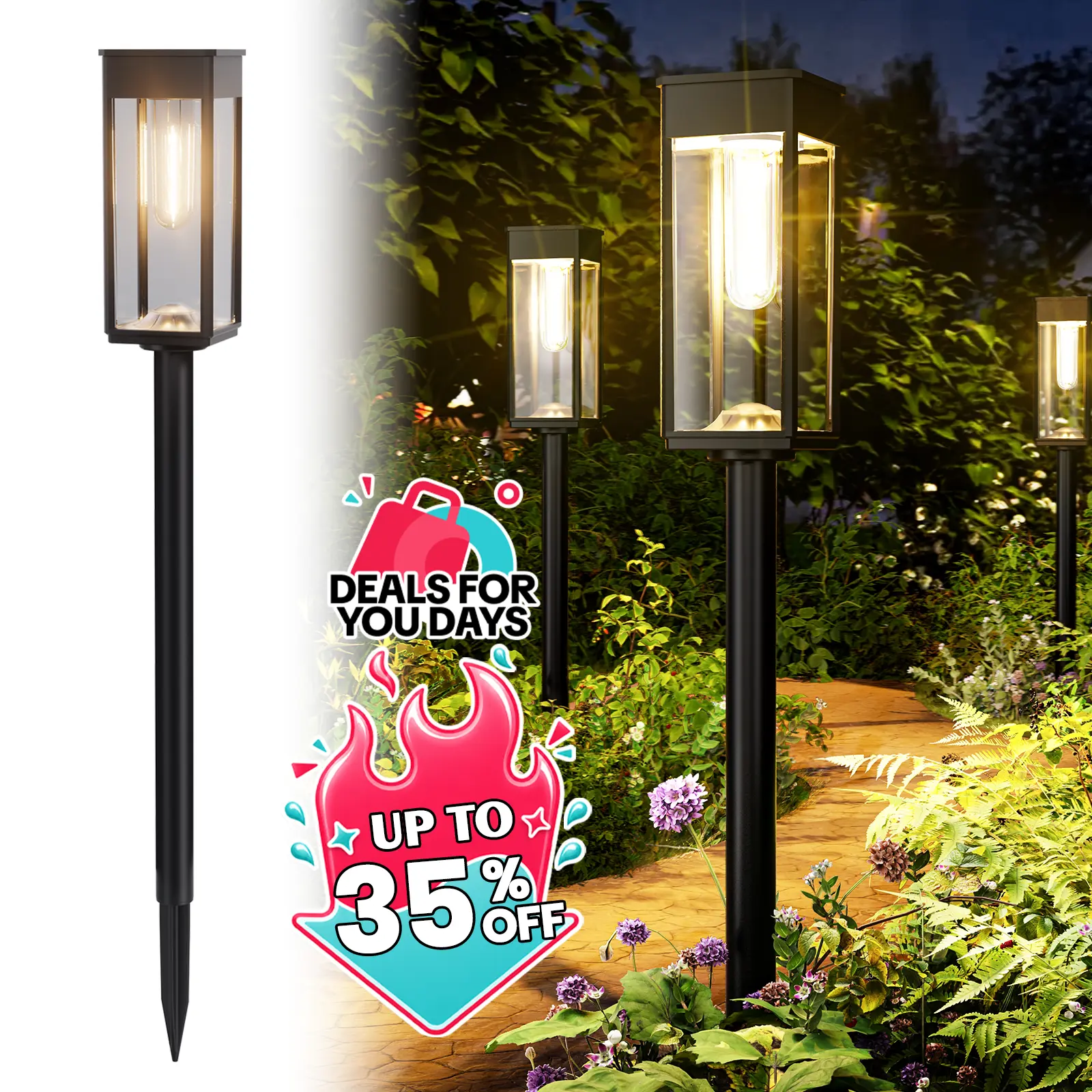 Solar Outdoor Lights, Solar Pathway Lights Modern Luxury | Easy Installation, Auto On/Off & IP65 Waterproof | For Garden