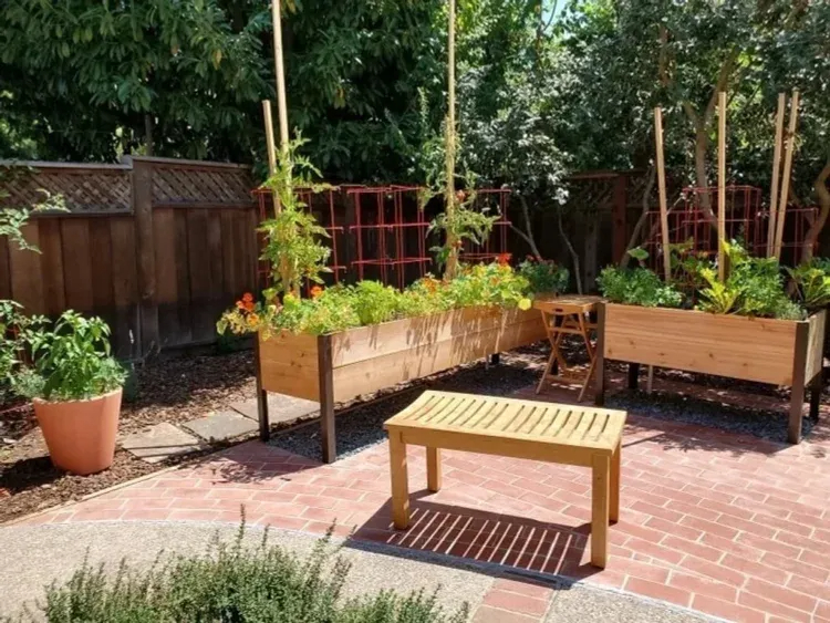 8' X 2' x 4' Self-Watering Eco-Stained Elevated Planter Box+ Arch Trellis