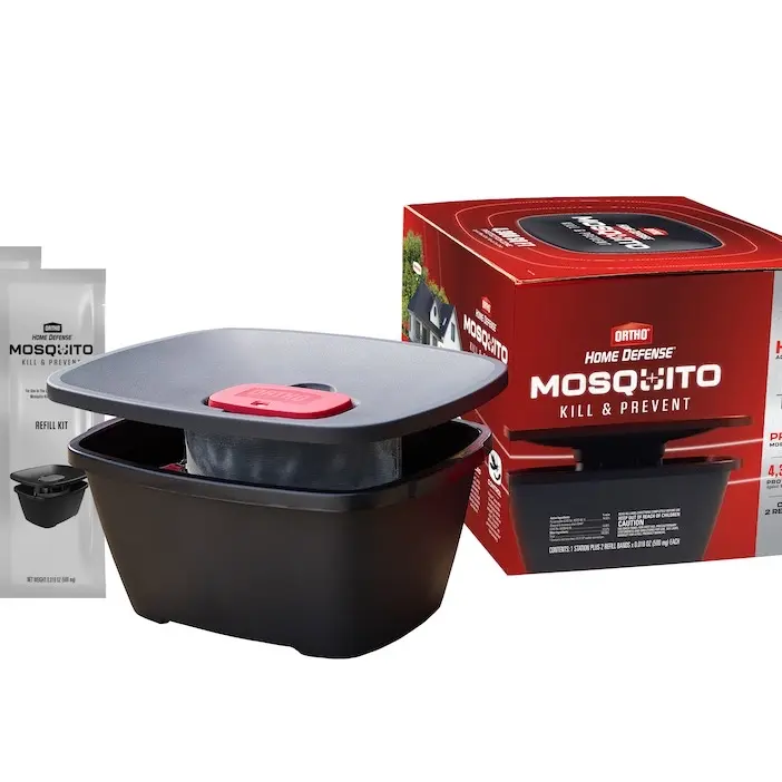 Home Defense Mosquito Kill and Prevent - 2 Month Protection, Controls Mosquitoes and Larvae, Easy-to-Use, Mosquito Killer Protects up to 4,300 sq. ft., 1 Station & 2 Bands