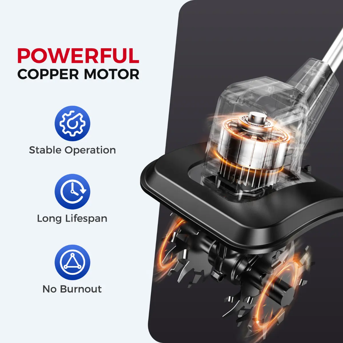 20V Electric Tiller, 360 RPM, With 2×4.0AH Batteries & Charger, 9 inch Width, 6.6 inch Depth, 48 Steel Tines Rototiller for Lawn/Gardening/Soil Cultivation