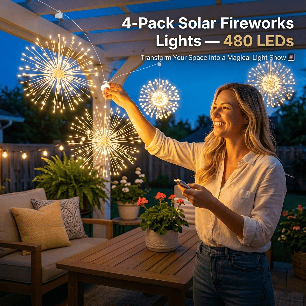 4-Pack Solar Fireworks Lights — 480 LEDs