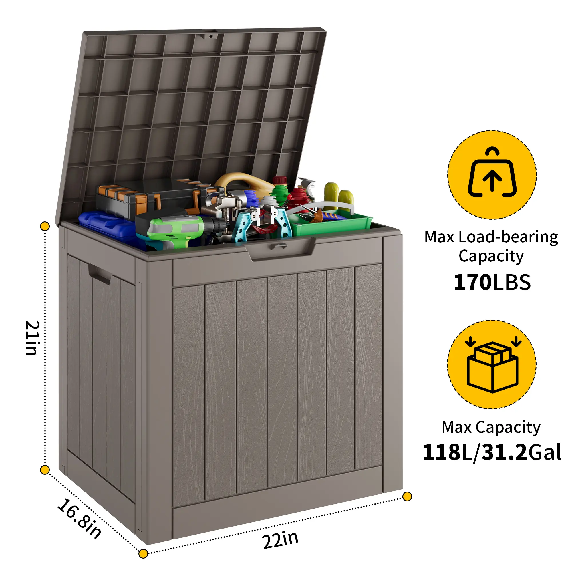 Outdoor Storage Box Weatherproof,  Resin Lockable Outdoor Storage for Secure Package Deliveries and Indoor Storage.Summervibes