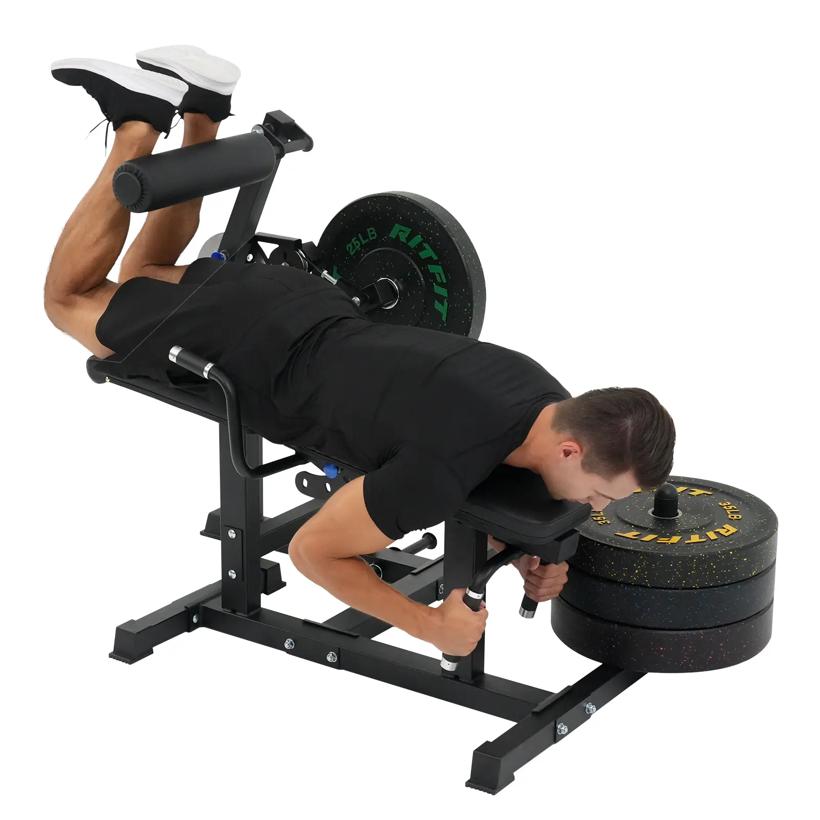 3-in-1 Multifunctional Home Gym Strength Training Equipment - Leg Extension, Leg Curl & Hip Thrust Glute Device, 325LB Capacity, 4 Adjustable Backrest Angles, 2'' Weight Plates,