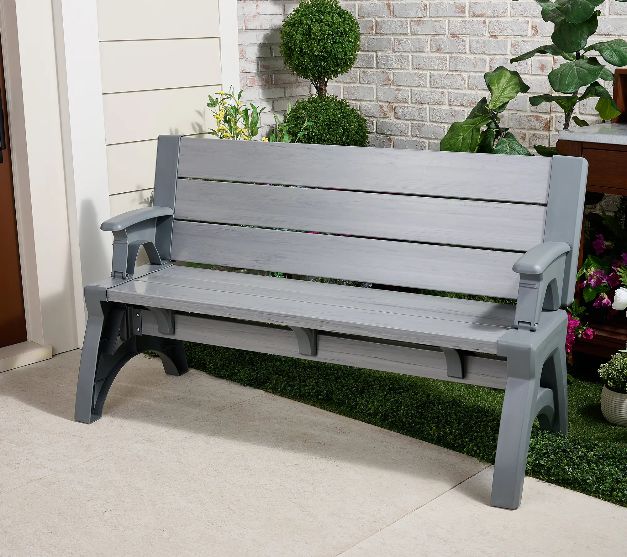 2-in-1 Convertible Bench & Table – Modern Outdoor Patio Furniture for Seating, Dining & Entertaining
