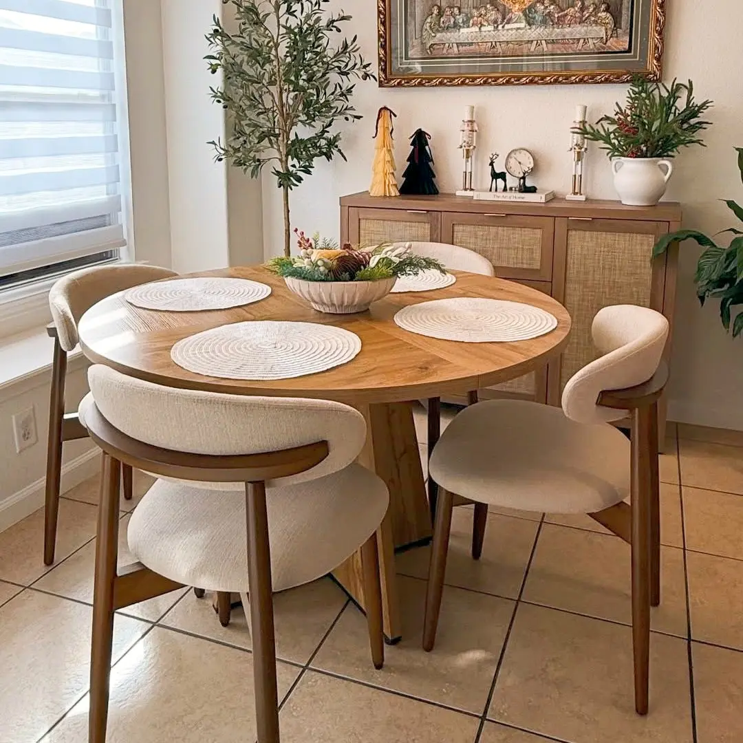 Modern Upholstered Dining Chair – Ergonomic Backrest, Premium Fabric Finish & Natural Wood Frame