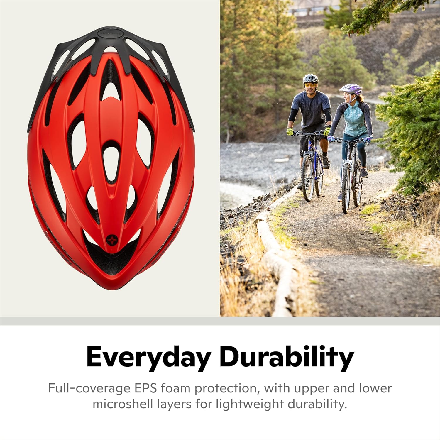 Helmet for Adults, Size 58-62 cm for Riders Ages 14+, Microshell, Adjustable Dial & Straps, Interior Padding, Air Vents, Visor