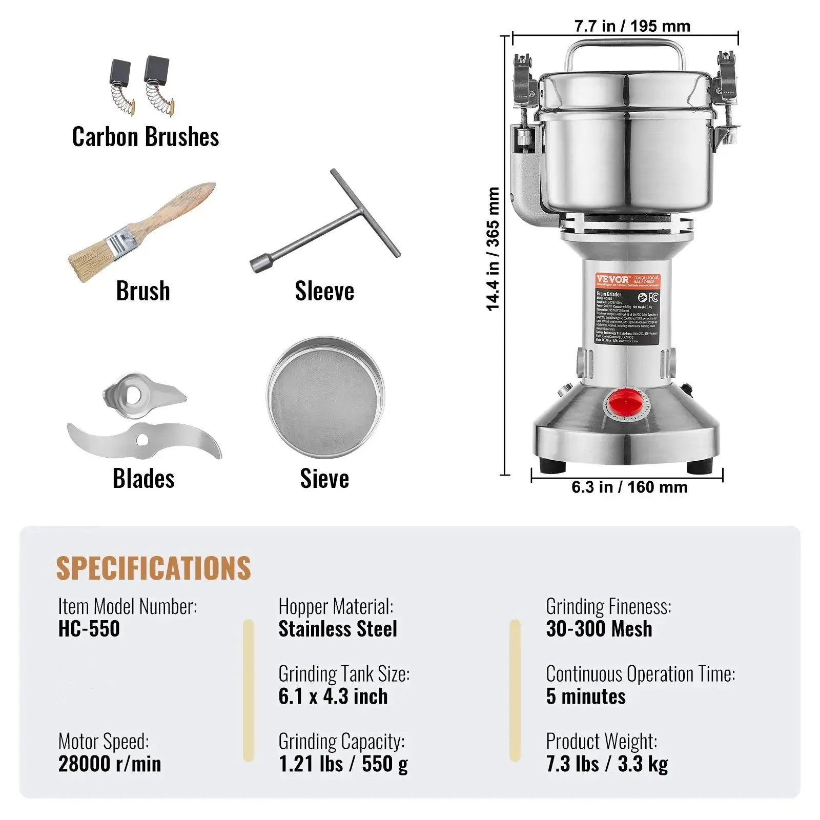 Electric Grain Mill Grinder, Summervibes,Summervibes