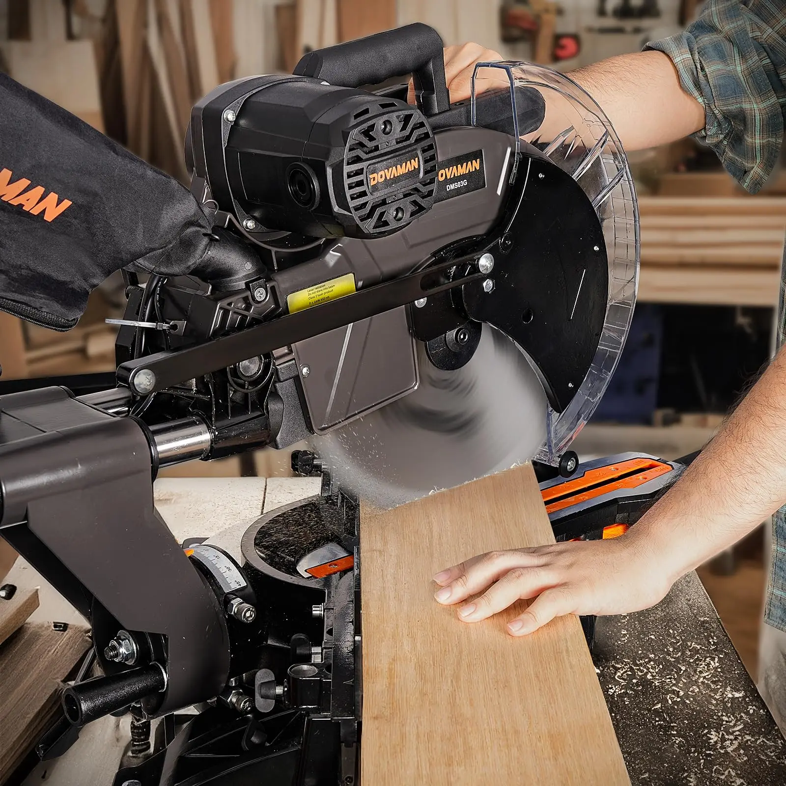 12 Inch Dual-Bevel Miter Saw 15-Amp 3800RPM, Ambidextrous Operation, 4.2x13in Cutting Capacity, Laser Guide, 0-45° Bevel & Miter Cut