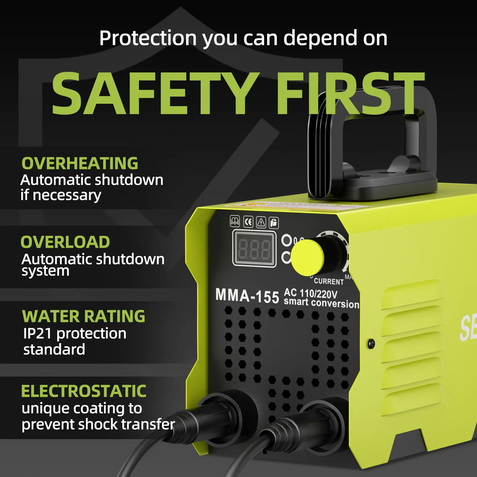 155Amp Portable Welding Machine, Stick Welder, AC 110/220V smart conversion, LED Display Digital Welder, Portable MMA Arc Welder