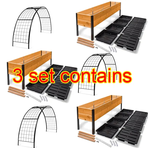 8' X 2' x 4' Self-Watering Eco-Stained Elevated Planter Box+ Arch Trellis