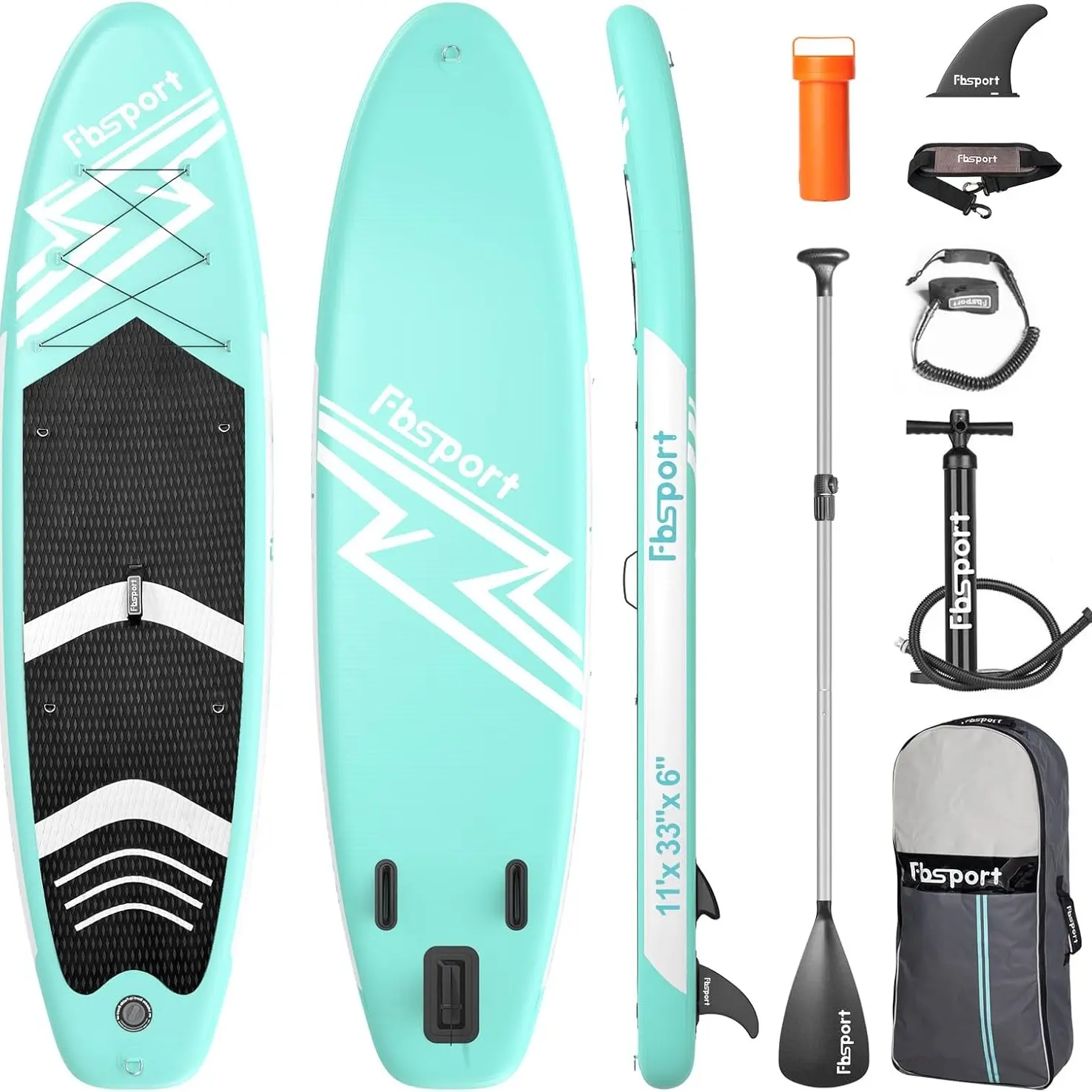 11' Premium Stand Up Paddle Board, Yoga Board with SUP Accessories & Carry Bag | Wide Stance, Surf Control, Non-Slip Deck, Leash, Paddle and Pump for Youth & Adult outdoorfun