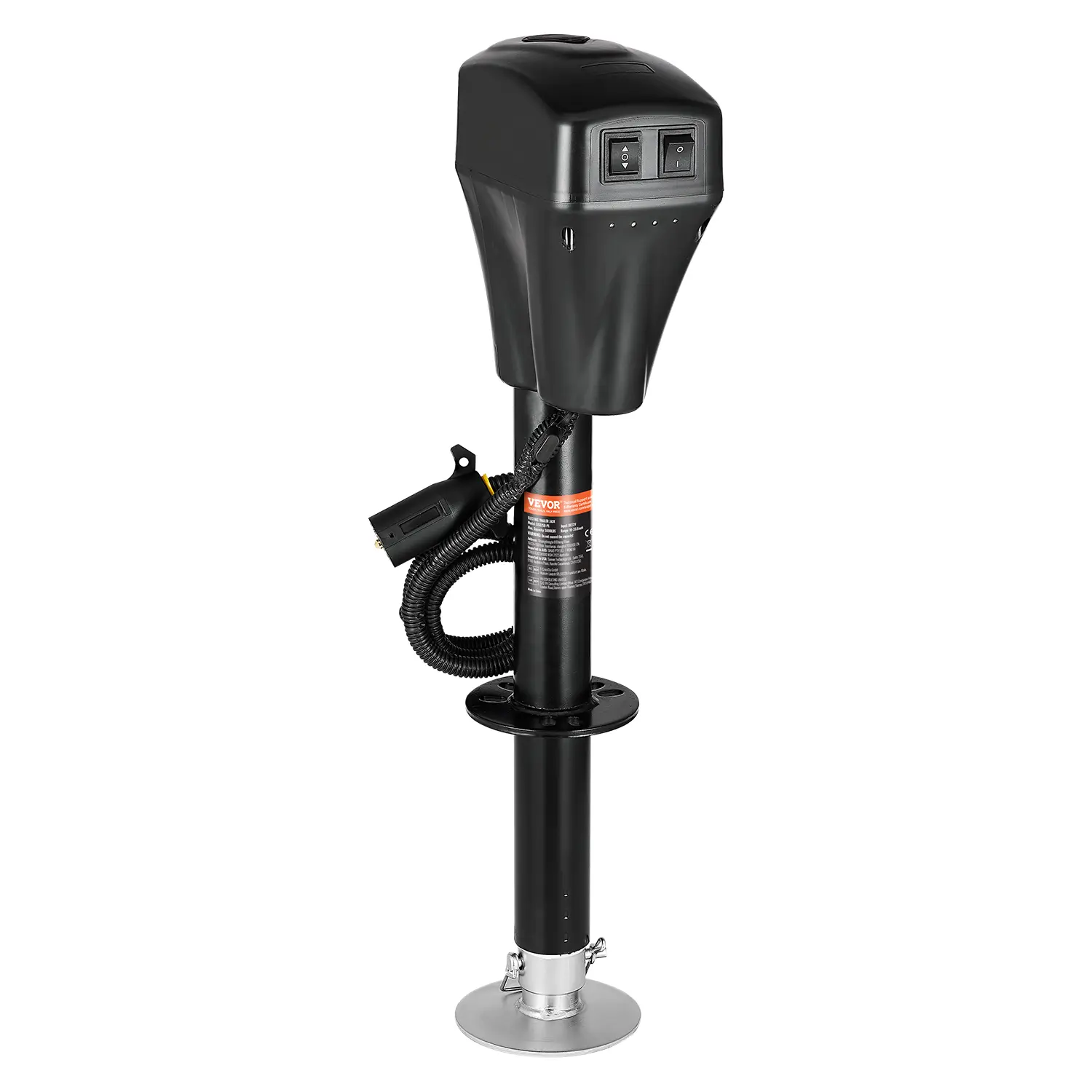 Electric Trailer Jack, 5000 lbs, Heavy Duty RV Electric Power Tongue Jack with 7-pin Connector, Manual Crank Handle & Weatherproof Jack Cover, 10"-28.3" Lift, for Trailers, Campers & RVs, Black
