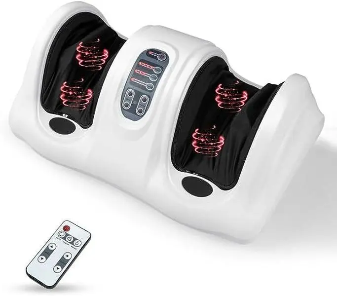 Foot Massager Machine, Deep Kneading Rolling Massage for Feet, Leg Calf Ankle, Electric Massager w/Remote, 4 Massage Modes, Burgundy, Christmas Festival Gift Black Friday Cyber Monday
