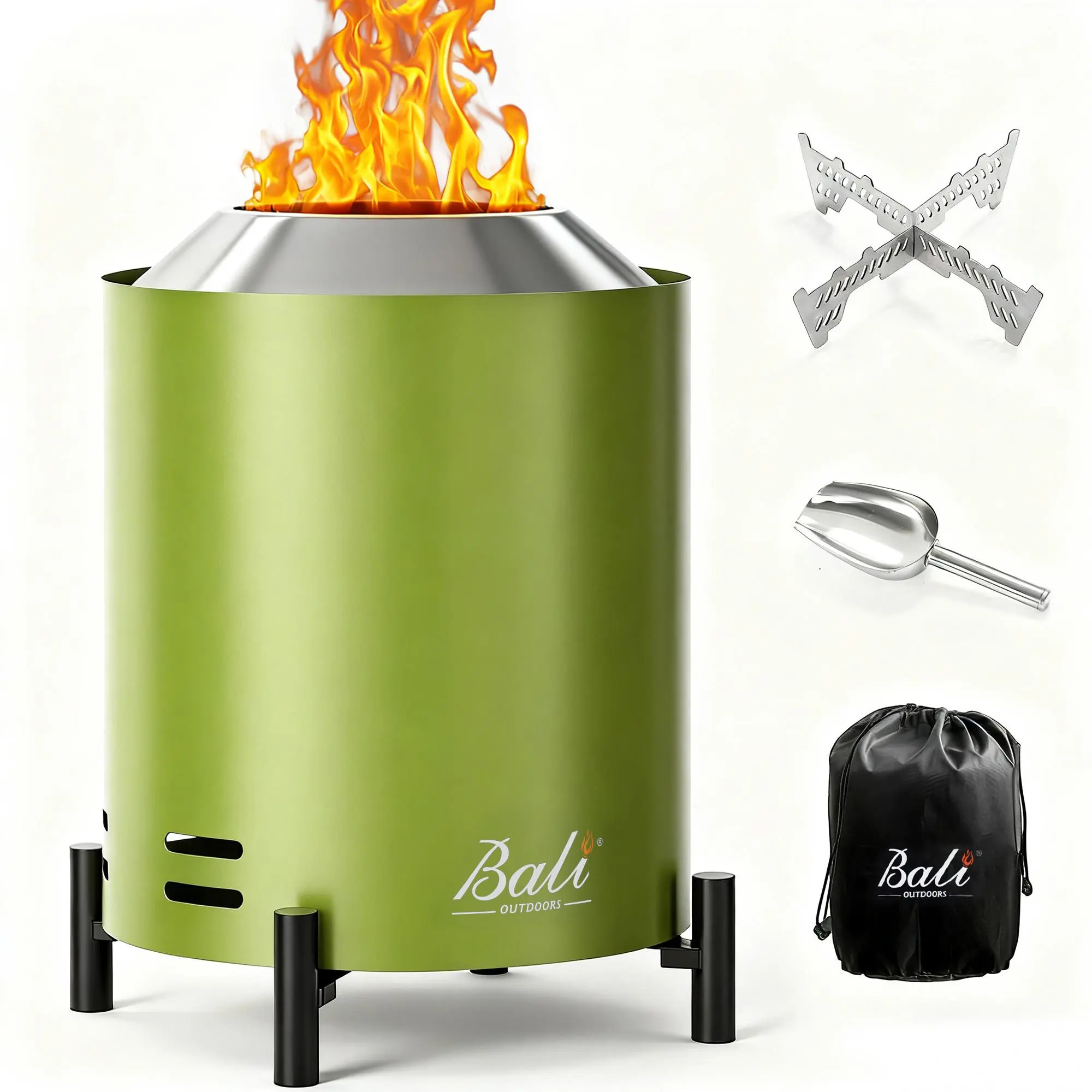 6.5 inch Pellet Tabletop Fire Pit Round, Stainless Steel Table Top Firepit Small, Outdoor Smokeless Firepit Portable, Burning Firepit
