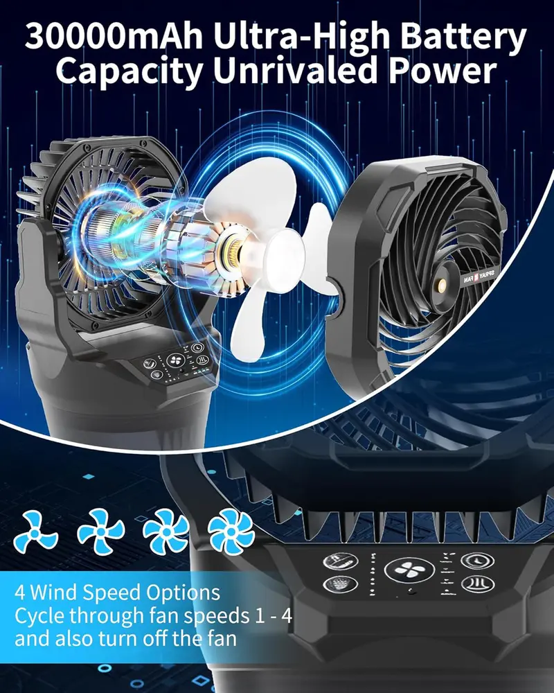 38000mA Portable Misting Fan