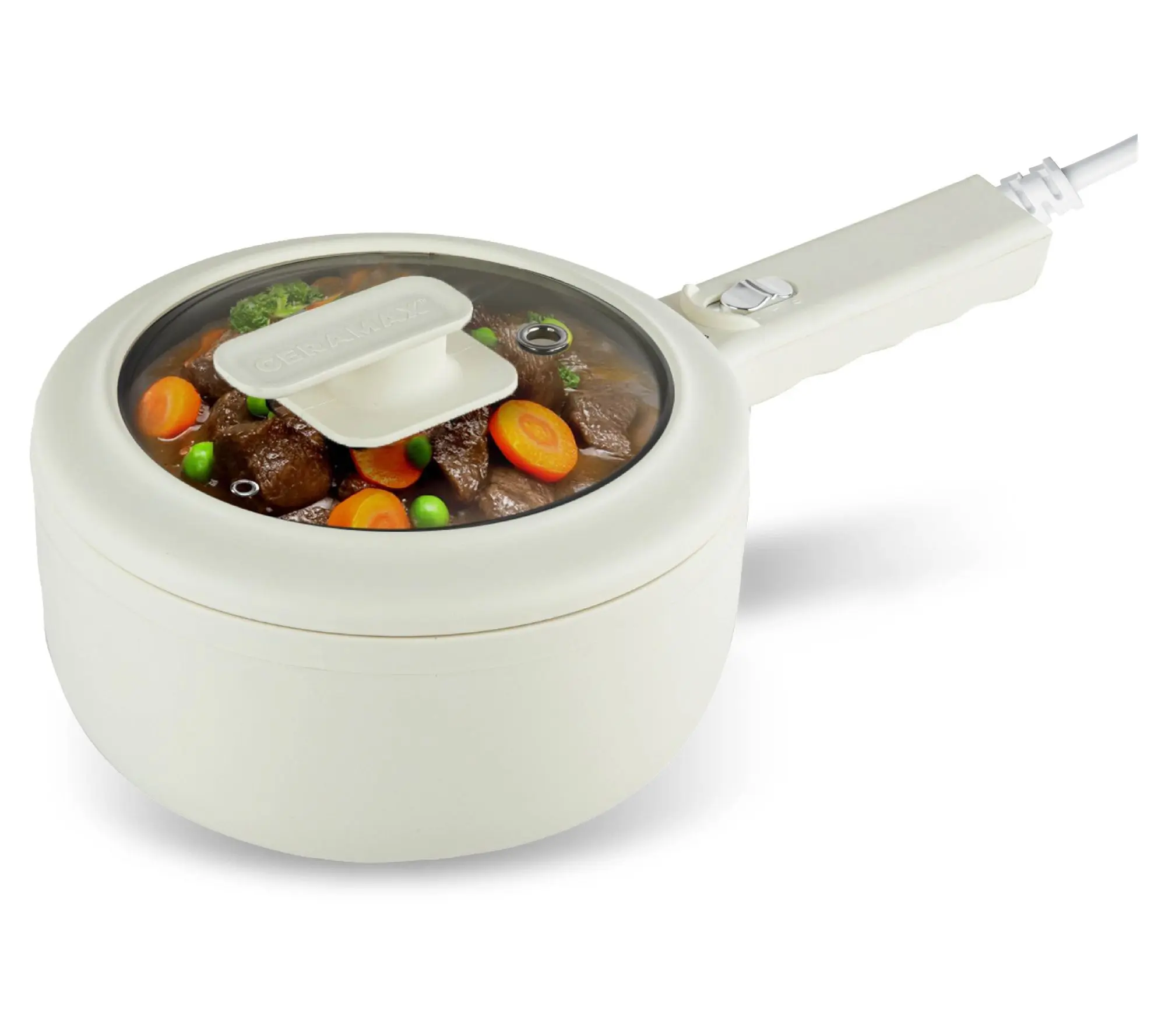 Electric Hot Pot – 1.5QT Nonstick Mini Cooker with Lid for Noodles, Soup, Stews & Quick Meals