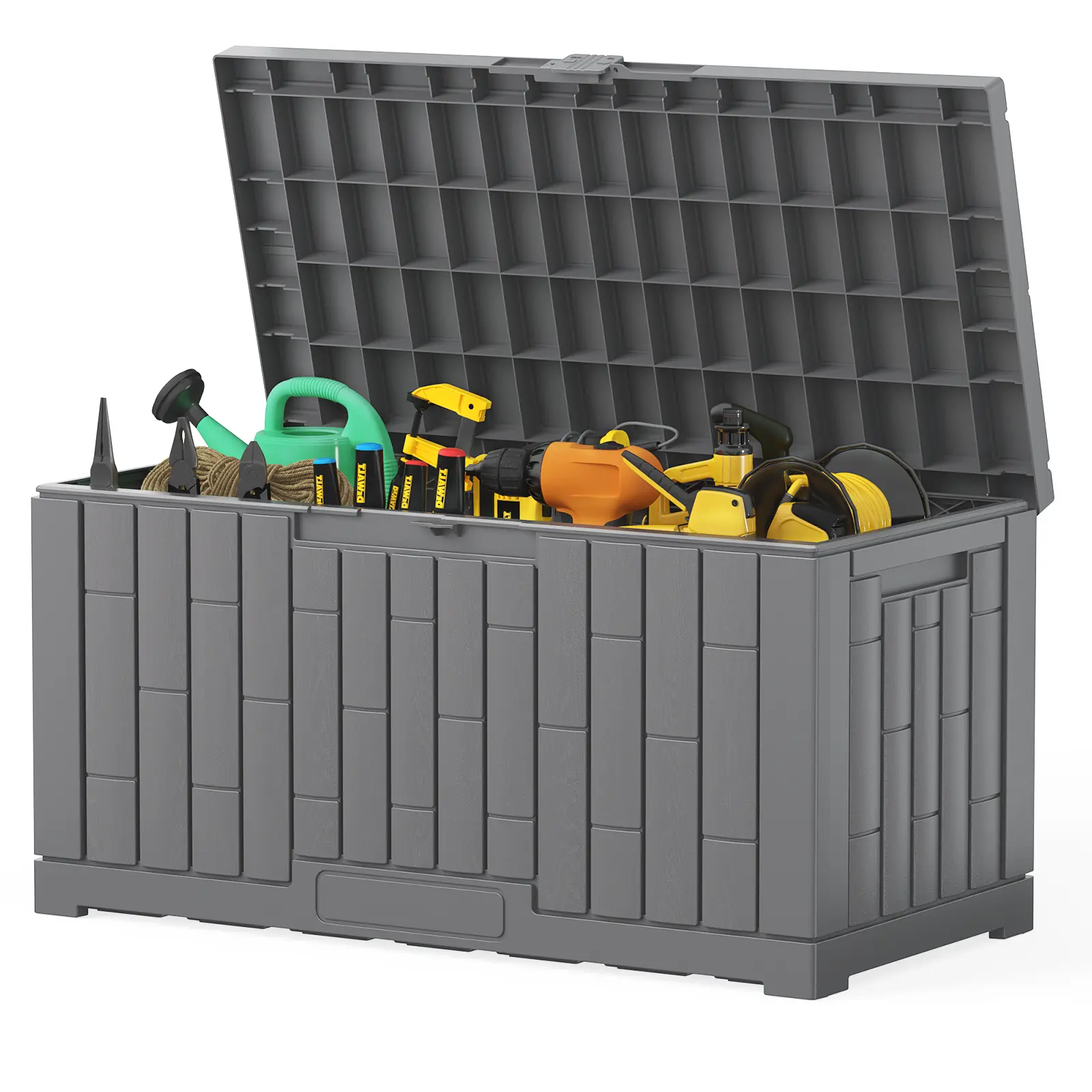 60 Gallon Outdoor Storage Box – Waterproof Lockable Resin Deck Box for Patio Cushions & Garden Tools