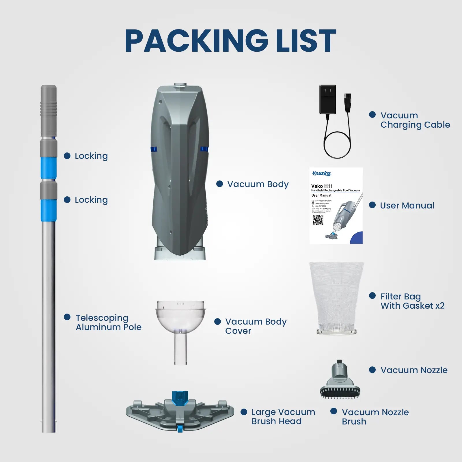 H11 Handheld Pool Vacuums Cordless