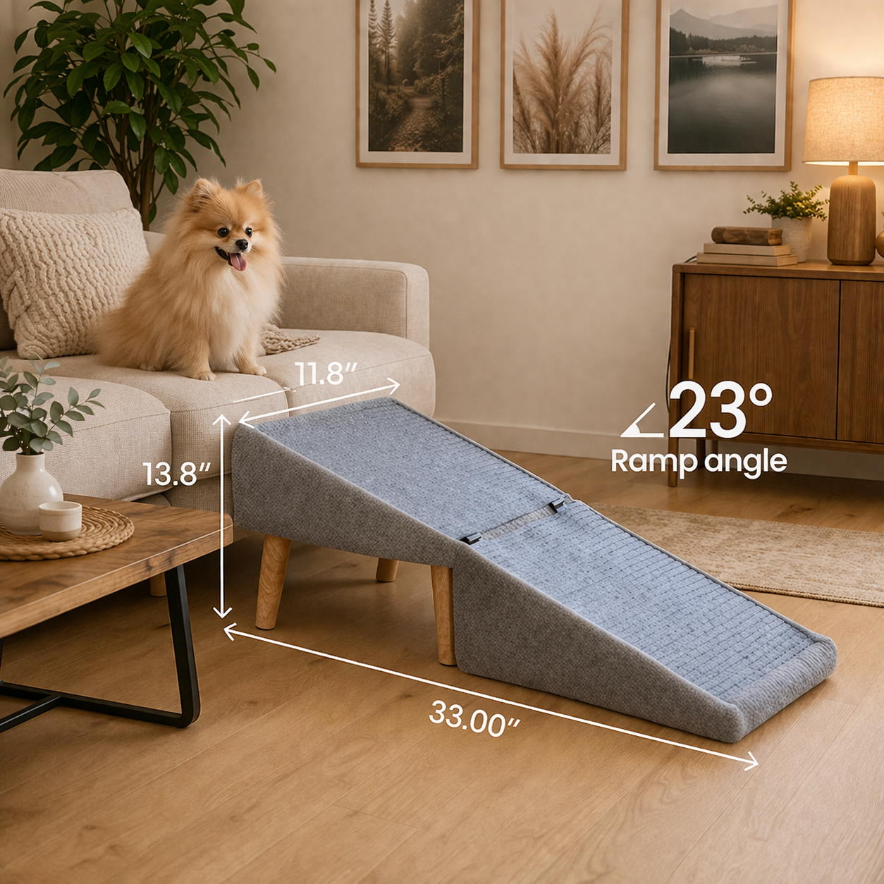 Dog Ramp Ottoman - 2-in-1 Lightweight Folding Ramp for Small Dogs - Suitable for Bed, Couch, and Car