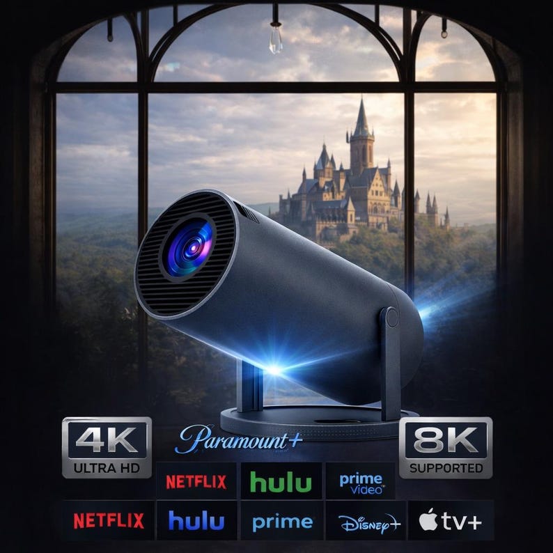 Mini Portable Projector for Movie Nights | Dorm Room Cinema | Outdoor Movie Projector | Gift for Film Lovers