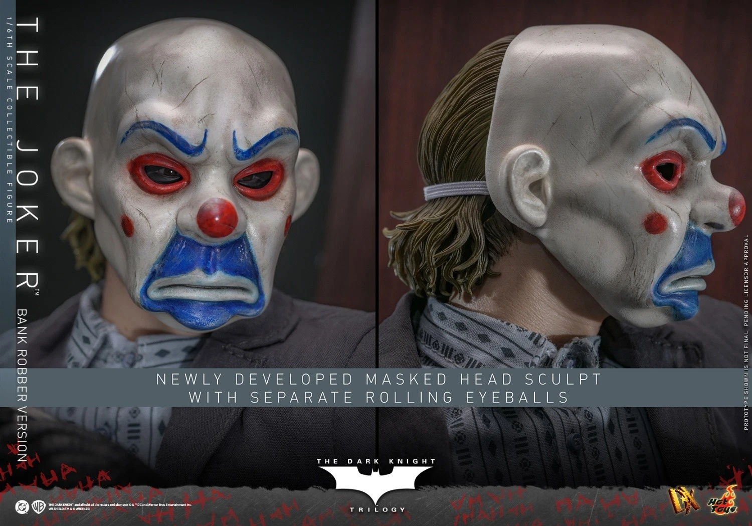 The Dark Knight: 1:6 Scale Bank Robber The Joker, Movie Masterpiece
