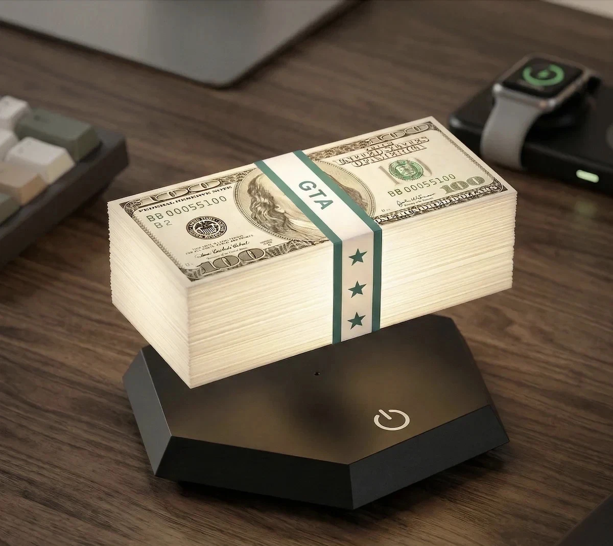 Magnetic Levitating Dollar LED Night Light GTA Money Floating Rotating Lamp Gift