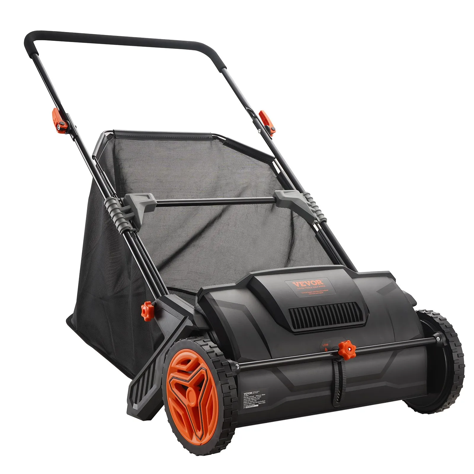 Push Lawn Sweeper, 21inch Leaf & Grass Collector, 2 Spinning Brushes