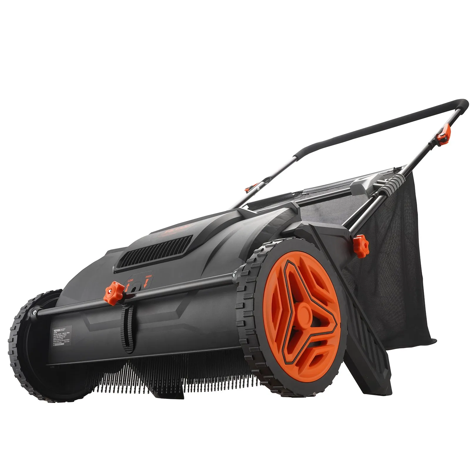 Push Lawn Sweeper, 21inch Leaf & Grass Collector, 2 Spinning Brushes