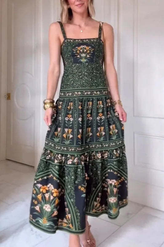 Ethnic Vintage Print A Line Boho Dres